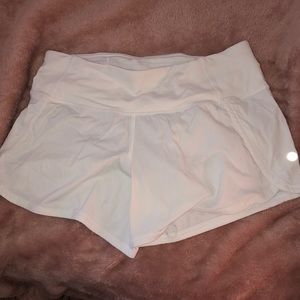 White lululemon shorts “Run Times Short”